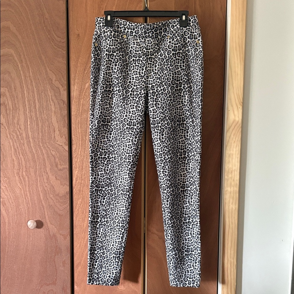 Michael Kors Black and White Animal Print Leggings